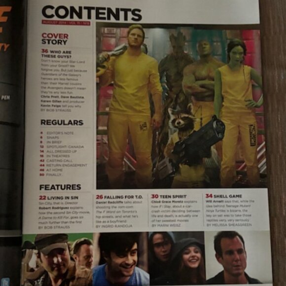 2/$40 CINEPLEX Magazine Aug 2014 Vol 15 No 8 Guardians of the Galaxy Chris Pratt - Picture 2 of 3